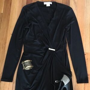 Michael Kors Black Faux Wrap Dress – Petite Small